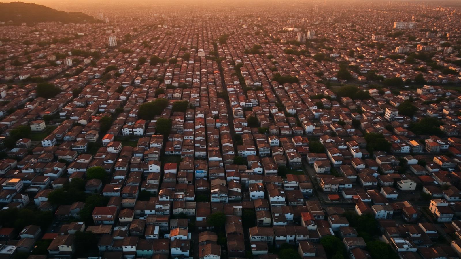 Vista aérea de comunidade